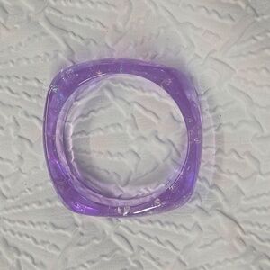 Purple And Gold Speckled Acrylic Bangle Bracelet